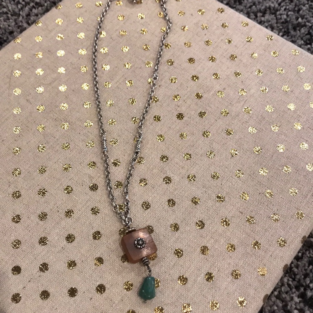 Brighton silver & turquoise necklace. Like new!